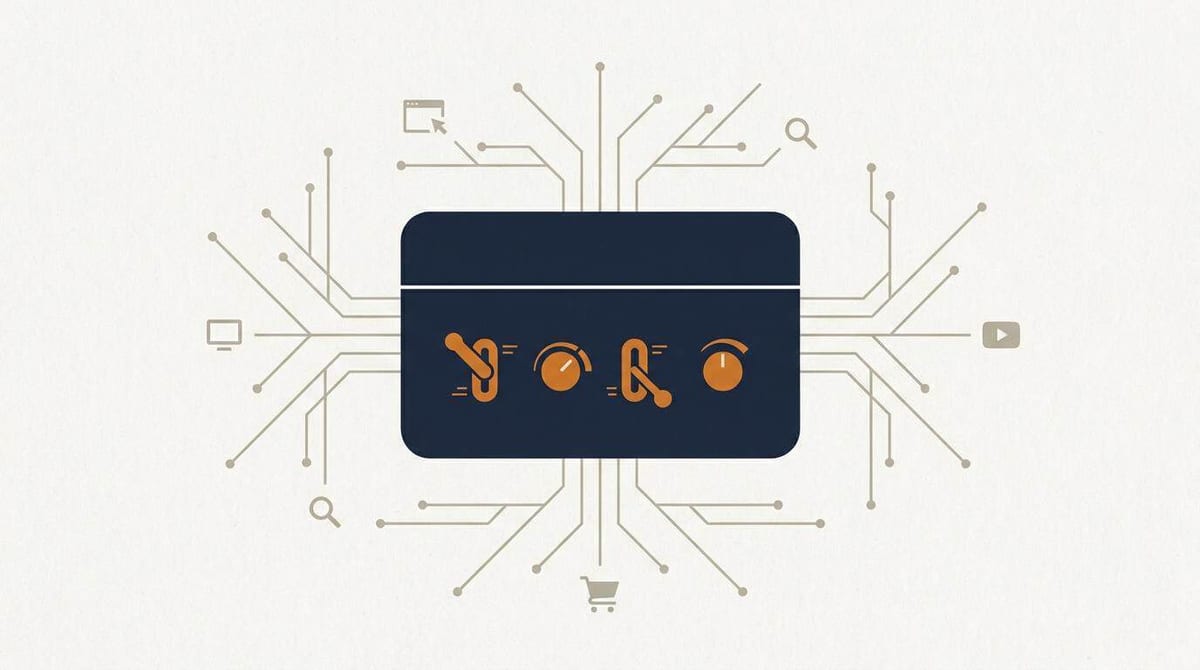 Mørkeblå lukket kasse med fire orange greb på ydersiden, symbol på de få håndtag der er tilbage i Performance Max